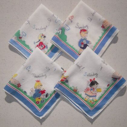 ผ้าปักตัวการ์ตูนแนววินเทจ