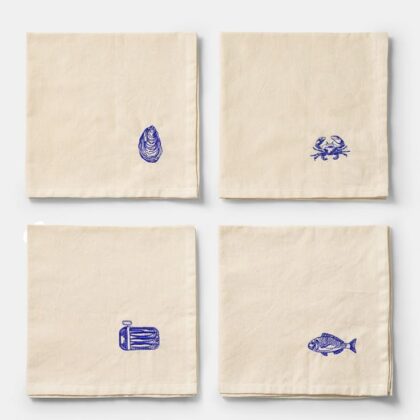 ชุดผ้าเช็ดหน้าปักสัตว์ทะเล (4 ผืน)