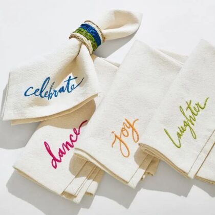 ผ้าเช็ดหน้าแบบผูก ริบบิ้นปักคำให้กำลังใจ