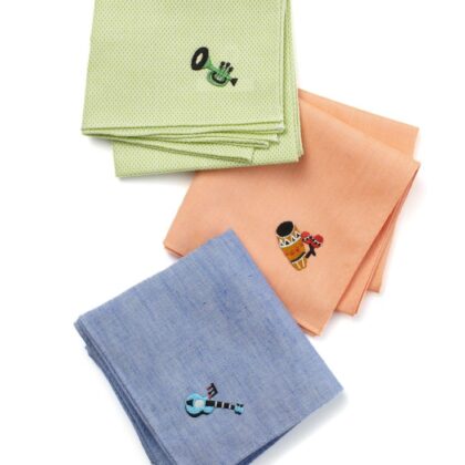 ผ้าฝ้ายพาสเทลปักลายผลไม้เล็ก (3 ชิ้น)